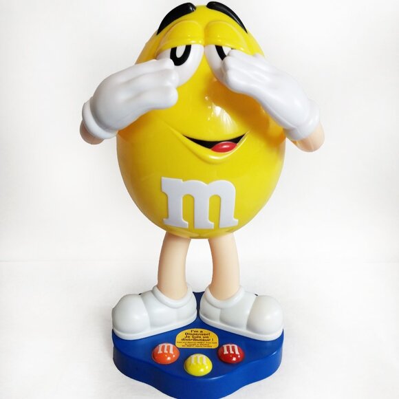 M & M Yellow-Blue Base 2012 Candy Dispenser-Lever In The Back-11 in. - Picture 2 of 11